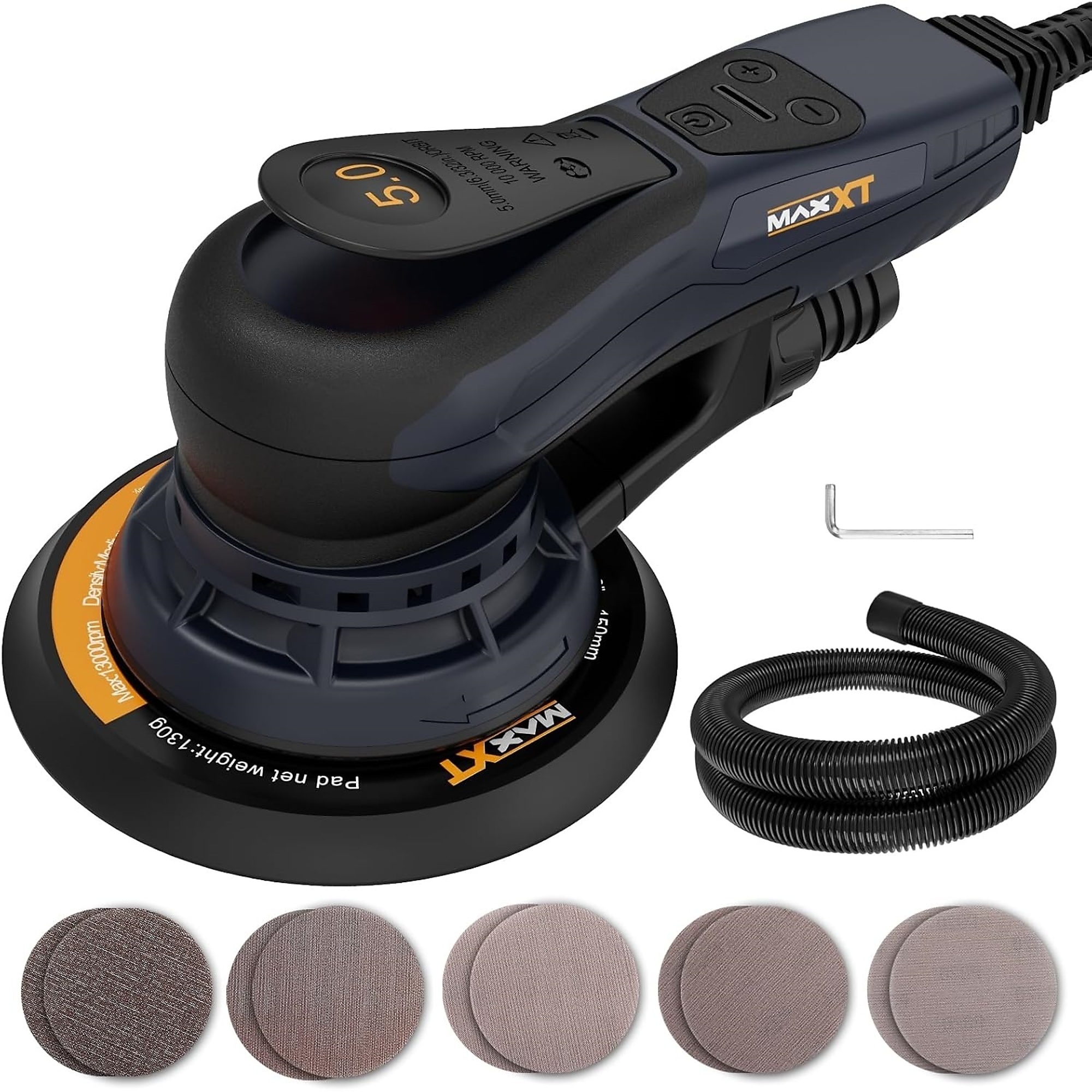 3A Corded 6 in. Brushless Orbital Sander with 6 Variable Speeds, Elegtroniic Braking, Multi-function&High-Efficiency